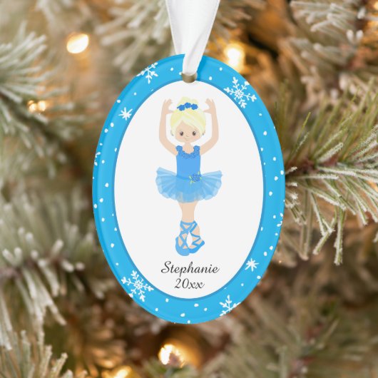 Ballerina Bleu Snowflakes Personnalisé Noël (Arbre)