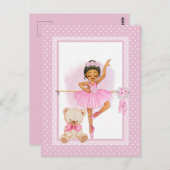 Ballerina bloem polka stippen uitnodiging briefkaa (Voorkant / Achterkant)