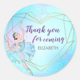 Ballerina Blue Gepersonaliseerde Verjaardag Ronde Sticker