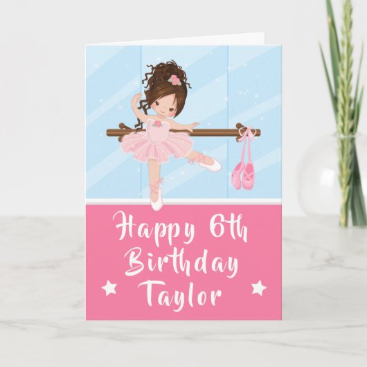 Ballerina Brown Coiffeuse rose Bonne carte d'anniv (Devant)