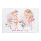 Ballerina, Bunny en Cats Dancing pillowcase Kussensloop (Voorkant)