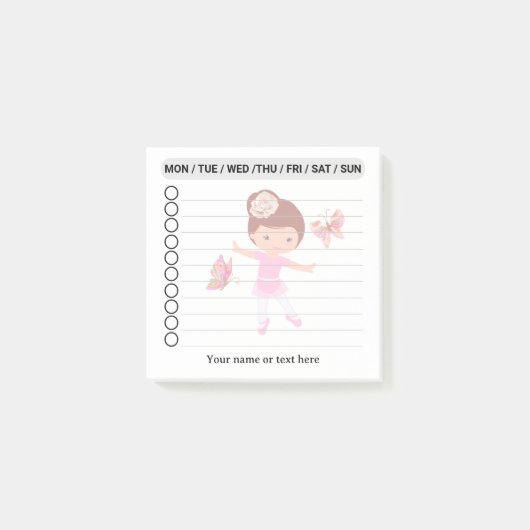 Ballerina Butterfly vrienden OM TE DOEN LIJST Ball Post-it® Notes (Voorkant)