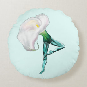 Ballerina Calla Lily Ballet Danseuse Coussin ronde