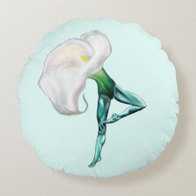 Ballerina Calla Lily Ballet Danseuse Coussin ronde (Devant)
