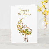 Ballerina Carte d'anniversaire Danseur de ballet f (Fleur jaune)