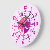 Ballerina cheveux foncés fille ballon horloge mura (Angle)