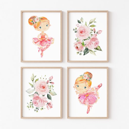 Ballerina, Cheveux orange, Fleurs roses, Nourritur