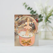 Ballerina Christmas Snow Wereldbol Briefkaart (Staand voorkant)