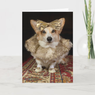 Ballerina Corgi Blank wenskaart Feestdagen Kaart