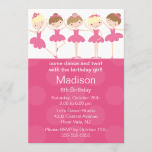 Ballerina Dance Anniversaire Invitation