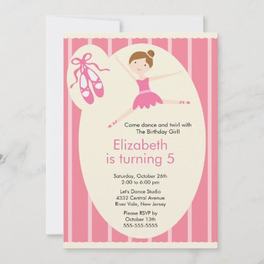 Ballerina Dance Anniversaire Invitation (Devant)