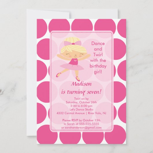 Ballerina Dance Anniversaire Invitation (Devant)