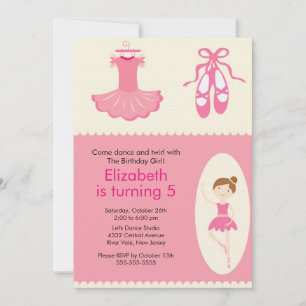 Ballerina Dance Anniversaire Invitation
