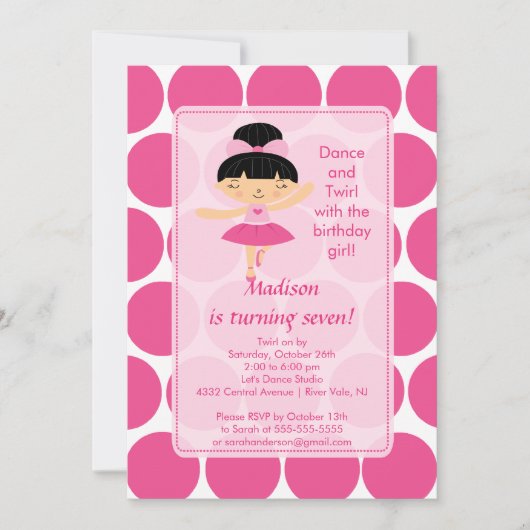 Ballerina Dance Anniversaire Invitation (Devant)