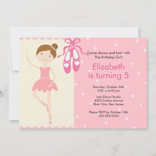 Ballerina Dance Anniversaire Invitation (Devant)
