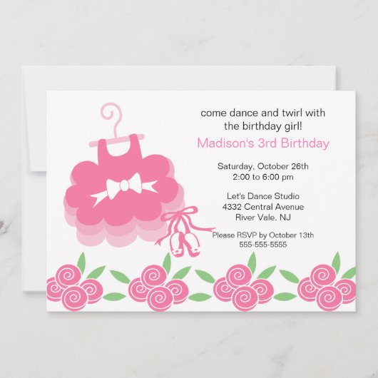 Ballerina Dance Anniversaire Invitation (Devant)