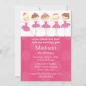 Ballerina Dance Birthday Invitation Kaart (Voorkant)