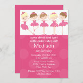 Ballerina Dance Birthday Invitation Kaart (Voorkant / Achterkant)