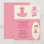 Ballerina Dance Birthday Invitation Kaart (Voorkant / Achterkant)