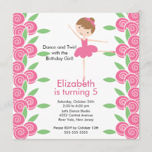 Ballerina Dance Birthday Invitation Kaart