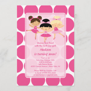 Ballerina Dance Birthday Invitation Kaart