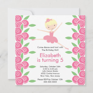 Ballerina Dance Birthday Invitation Kaart