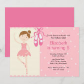 Ballerina Dance Birthday Invitation Kaart (Voorkant / Achterkant)