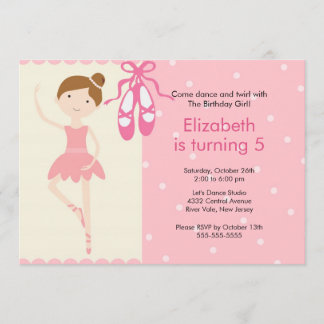 Ballerina Dance Birthday Invitation Kaart
