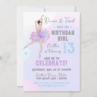 Ballerina Dance et Twirl Ado Invitation d'annivers
