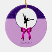 Ballerina Dance Glitter en Bow Ceramic Ornament (Voorkant)