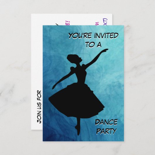 Ballerina Dance Party Invitation (Devant / Derrière)