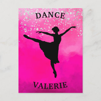 Ballerina Dance Pink Ombre Sparkle Briefkaart