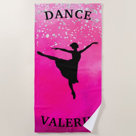 Ballerina Dance Pink Ombre Sparkle Strandlaken (Voorkant)
