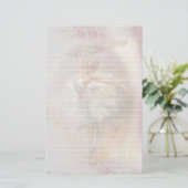 Ballerina Dance Pose Wit Lined Briefpapier (Staand voorkant)
