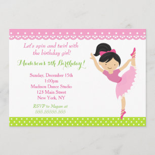 Ballerina Dancer Birthday Party - Uitnodiging