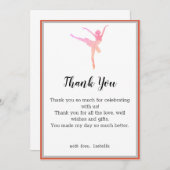 Ballerina Dancer Carte de remerciements d'annivers (Devant / Derrière)