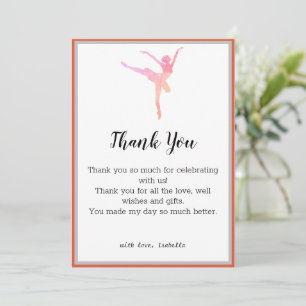Ballerina Dancer Carte de remerciements d'annivers