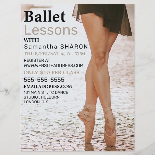 Ballerina Dancer, Dance Lesson Adverteren Flyer (Voorkant)