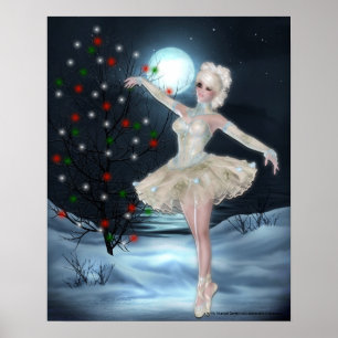 Ballerina Dancer Girl: kerstfantastisch Poster