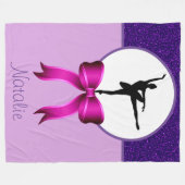 Ballerina Dancer Glitter en Bow Fleece Blanket (Voorkant (Horizontaal))