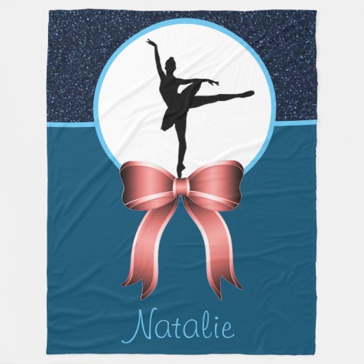 Ballerina Dancer Glitter en Bow Fleece Blanket (Voorkant)