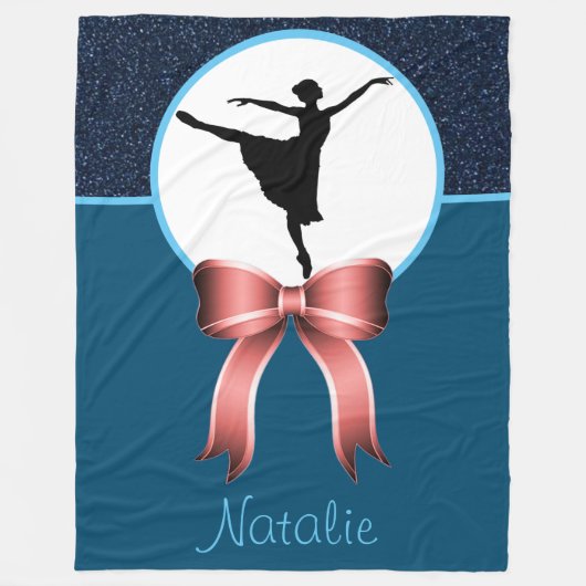 Ballerina Dancer Glitter en Bow Fleece Blanket (Voorkant)