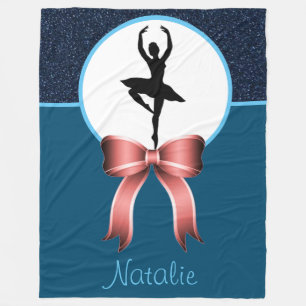 Ballerina Dancer Glitter en Bow Fleece Blanket
