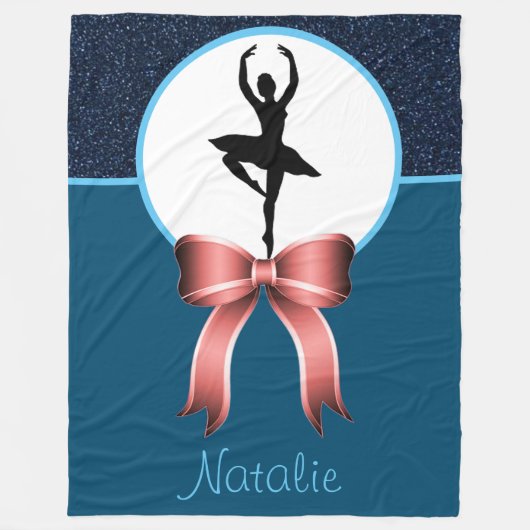Ballerina Dancer Glitter en Bow Fleece Blanket (Voorkant)