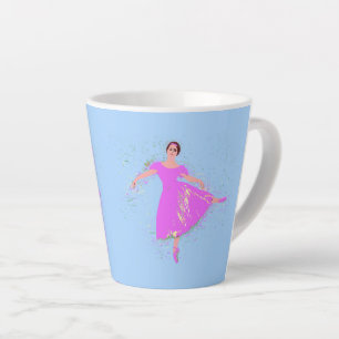 Ballerina Dancer in Magenta Roze Dress Latte Mok