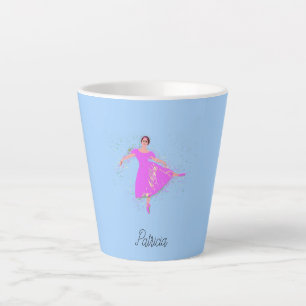 Ballerina Dancer Magenta Roze Jurk Gepersonaliseer Latte Mok