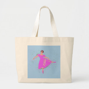 Ballerina Dancer Magenta Roze Jurk Grote Tote Bag