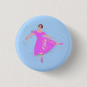 Ballerina Dancer Magenta Roze Jurk Ronde Button 3,2 Cm