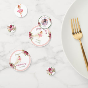 Ballerina Dancer Roze Bloemen Ballet Verjaardag Confetti