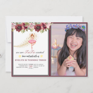 Ballerina Dancer   Roze Bloemen Ballet Verjaardag Kaart